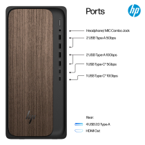 HP OmniDesk Desktop AI M03-0155t PC, Windows 11 Home, Intel Core Ultra 5, 16GB RAM, 1TB SSD, Dark wood