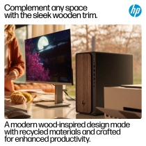 HP OmniDesk Desktop AI M03-0155t PC, Windows 11 Home, Intel Core Ultra 5, 16GB RAM, 1TB SSD, Dark wood