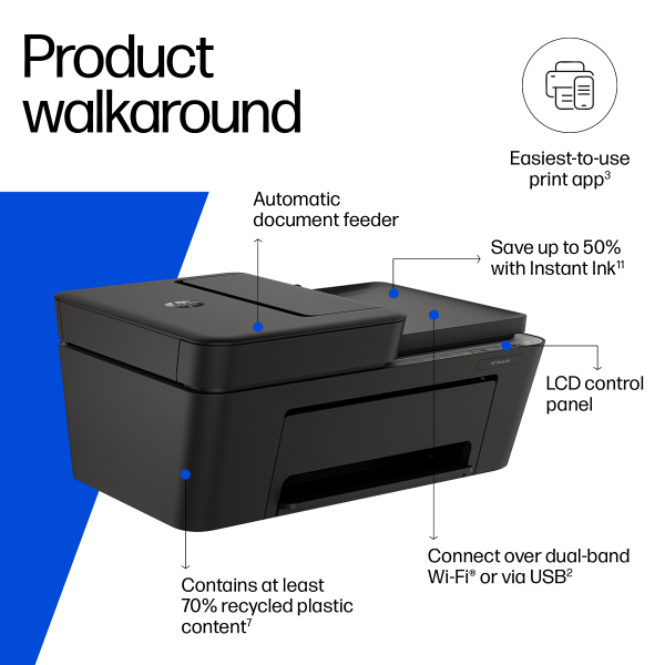 HP DeskJet 4355 All-in-One Printer with 3 months free Instant Ink, AI-capable