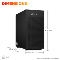 OMEN 35L Gaming Desktop GT17-0050m PC, Windows 11 Home, AMD Ryzen 7, 32GB RAM, 1TB SSD, NVIDIA GeForce RTX 5070 Ti, Stealth Black